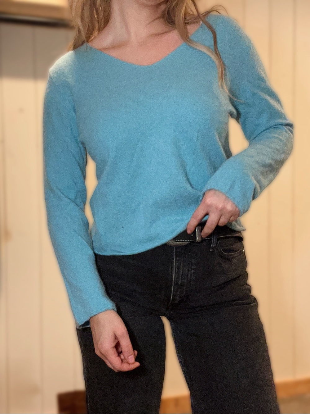 100% cashmere Garnet Hill V-neck size L